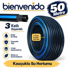 Dayanıklı 50 Metre 3 Katlı Sağlam Termo Kauçuklu Bahçe Su Hortumu Sulama Yıkama Hortum 12.5 mm 1/2"