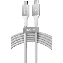 Salmore Usb-C To Usb-C 2 Metre Kablo 100W Güç/pps 2.0 Super Hızlı Şarj / 5 Gbps (E-Marker Çip) Data Hızı/usb 3.2 Type-C Ekstra Dayanıklı Mfı Lisanslı White - ACA08775