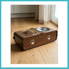 Defne Store Özel Tasarım Nova Mdf Ikili Mama Kabı Dfnbez