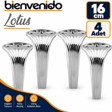 Lotus Krom 16 cm Lüks Mobilya Ayağı Kanepe Sehpa Tv Ünitesi Koltuk Parlak Krom Baza Ayakları 4 Adet