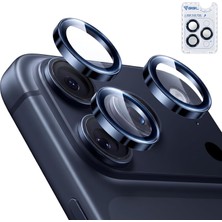 Salmore iPhone 17 Pro / 17 Pro Max Ile Uyumlu Safir Lens Koruyucu Ultra Dayanıklı Kolay Kurulum Aparatlı Parmak Izi Bırakmayan Yansıma Önleyici Kamera Lensi Koruma (Koyu Mavi)