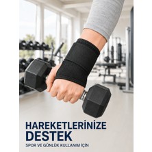 Salmore Başparmak Geçişli El Bilek Desteği Ayarlanabilir Cırtlı Bileklik Bandajı Siyah