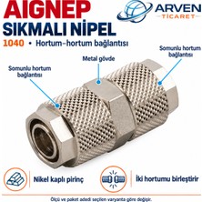 Aignep Aıgnep 1040 6/4–6/4 Metal Sıkmalı Düz Hortum Birleştirme Nipeli