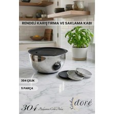 Salmore Rendeli Karıştırma Çırpma ve Saklama Kabı 5 Parça Derin Yapılı Hamur Yoğurmaya Uygun