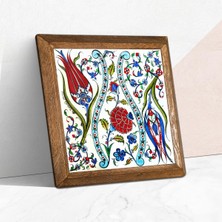 Salmore Pinecone Çini Sanatı Lale Taş Duvar Tablosu - Ahşap Çerçeveli Taş Tablo - 25X25 cm - Dekoratif Duvar Sanatı - Modern Ev ve Ofis Duvar Dekoru W1-185