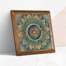 Salmore Pinecone Mandala Taş Duvar Tablosu - Ahşap Çerçeveli Taş Tablo - 25X25 cm - Dekoratif Duvar Sanatı - Modern Ev ve Ofis Duvar Dekoru W1-231