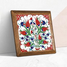 Salmore Pinecone Çini Sanatı Lale Taş Duvar Tablosu - Ahşap Çerçeveli Taş Tablo - 25X25 cm - Dekoratif Duvar Sanatı - Modern Ev ve Ofis Duvar Dekoru W1-186