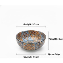 Salmore Metal Çerezlik Mandala Desen – Renkli Dekoratif Servis Kasesi, Yuvarlak Sunum Tabağı 3'lü Set (D)