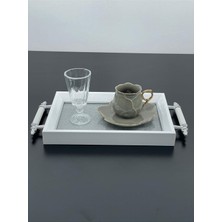 Salmore Lüks Simli Sunum Tepsisi Yaldızlı Tepsi 32 * 17CM