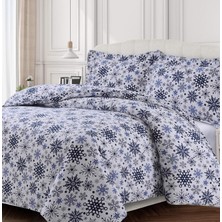 Salmore Nevresim TAKIMI,%100 Pamuk Flanel, Kar Taneleri, Queen