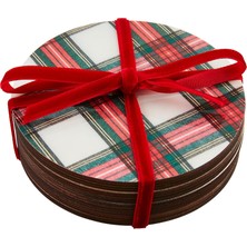Salmore Tartan Lake Bardak Altlığı, Beyaz, 4" Çap