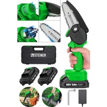 Salmore Alman Pro 88 V 5 Ah (Çift Akülü) Dal Budama Kesme Testere Bıçkı Makinesi Çantalı 10 cm Pala