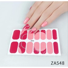 Salmore Tırnak Oje Sticker Nail Art Set ZA548, 14'lü Pembe Kırmızı