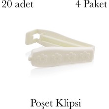 Salmore Poşet Klipsi 20 Adet Poşet Klipsi Kahve Bakliyat Atıştırmalık Cips Bisküvi Poşet Klipsi 4 Paket