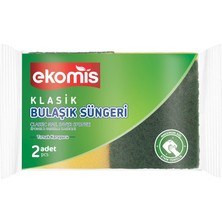 Salmore Klasik Bulaşık Süngeri Oluklu 2'li | Tırnak Korumalı | Çift Katmanlı Güçlü Ovma Yüzeyi | Mutfak, Tabak, Tencere ve Cam Temizliği