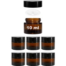 Salmore Mini Amber Cam Kavanoz, 10 ml Hacimli, Sızdırmaz Kapaklı, Krem ve Kozmetik Saklama Kutusu, Lip Balm 6 Adet