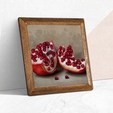 Salmore Pinecone Nar Taş Duvar Tablosu - Ahşap Çerçeveli Taş Tablo - 25X25 cm - Dekoratif Duvar Sanatı - Modern Ev ve Ofis Duvar Dekoru W1-04