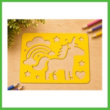 Bezos 3D Baskı Unicorn ve Gökkuşağı Çizim Şablonu - Desen Kalıbı - Sarı Arz