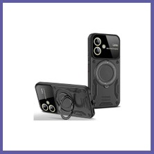 Nida Samsung Galaxy A06 Uyumlu Kılıf Joy Lens Standlı Kapak - Siyah Nıda