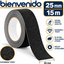 Merdiven Zemin Kaydırmaz Bant Yapışkanlı (2,5 cm x 15 Metre) Yer Zemin Kaymaz Bandı Siyah
