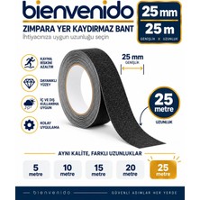 Merdiven Zemin Kaydırmaz Bant Yapışkanlı (2,5 cm x 25 Metre) Yer Zemin Kaymaz Bandı Siyah