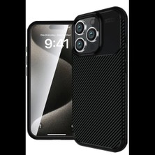 Apple iPhone 16 Pro Max Kılıf Auto Focus Karbon Kapak - Siyah