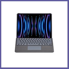 Nida T5509D iPad Pro 12.9 (2022) Kılıf Palermo Ledli Klavyeli Standlı Tablet Kılıfı - Siyah Nıda