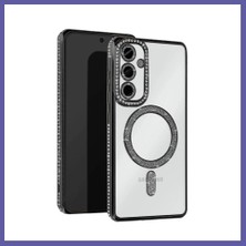 Nida Samsung Galaxy S25 Uyumlu Edge Joke Simli Magneticsafe Kılıf - Siyah Nıda