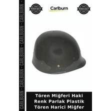 Carlburn Tören Miğferi Haki Renk Parlak Plastik Tören Harici Miğfer Geçit Töreni Özel Başlık
