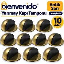 Yarımay Yapışkanlı Kapı Kolu Stoperi Tamponu Metal Kapı Stopu Durdurucu Tutucu Tutacağı Antik Sarı 10'lu