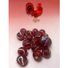 Limmy Rooster Kırmızı Desenli Cam Misket Seti