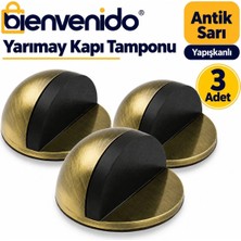 Yarımay Yapışkanlı Kapı Kolu Stoperi Tamponu Metal Kapı Stopu Durdurucu Tutucu 3'lü