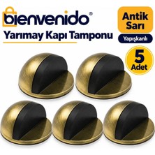 Yarımay Yapışkanlı Kapı Kolu Stoperi Tamponu Metal Kapı Stopu Durdurucu Tutucu 5'li