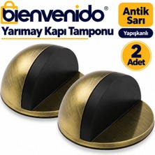 Yarımay Yapışkanlı Kapı Kolu Stoperi Tamponu Metal Kapı Stopu Durdurucu Tutucu 2'li