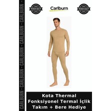 Carlburn Kota Thermal Fonksiyonel Termal Içlik Takım + Bere Hediye Soğuk Koruyucu Kışlık Giysi Aktif Giyim