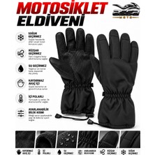 Assa Moto Su ve Rüzgar Geçirmez Softshell Geniş Kalıp Düz Siyah Renk Içi Polarlı Dokunmatik Özellikli Kar-Kayak-Outdoor-Scooteer-Motosiklet Eldiveni