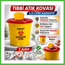 Bezos Tıbbi Atık Kovası 1,3 Litre 1 Adet Kapaklı Tıbbi Atık Kutusu Enfekte Atık Kovası Arz