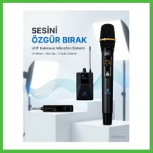 Bezos Uhf Kablosuz Mikrofon Seti El Yaka ve Boyun Mikrofonlu 6.5mm Alıcılı 3.5mm Çeviricili Profesyonel Arz