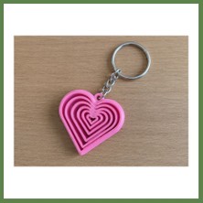 Bezos 3D Baskı Kalp Fidget Anahtarlık - Hareketli Stres Oyuncağı ve Çanta Süsü-Pembe HB006