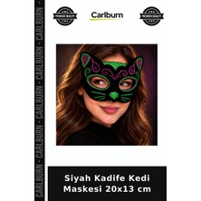Carlburn Siyah Kadife Kedi Maskesi 20X13 cm Partimaskesi Baloserisi Geceeglencesi