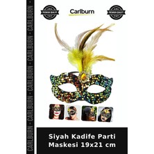 Carlburn Siyah Kadife Parti Maskesi 19X21 cm Gösterişli Maske Etkinlik Süsü Havalı Duruş