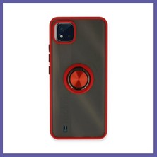 Nida Realme C11 2021 Uyumlu Kılıf Montreal Yüzüklü Silikon Kapak - Kırmızı Nıda