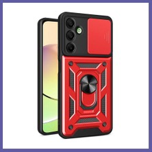 Nida Samsung Galaxy A36 Uyumlu Kılıf Pars Lens Yüzüklü Silikon - Kırmızı Nıda