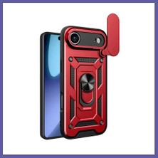 Nida iPhone 17 Air Uyumlu Pars Lens Yüzüklü Silikon - Kırmızı Nıda