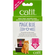 Catit Magic Blue, Kutuları Için Koku Filtresi, 3 Ay Boyunca Yedek Filtre Pedleri Paketi, Magic Blue