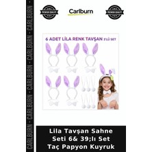 Carlburn Lila Tavşan Sahne Seti 6& 39;lı Set Taç Papyon Kuyruk Çocuk Kostümü Kostüm Parçası Parti Aksesuarı