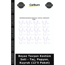 Carlburn Beyaz Tavşan Kostüm Seti – Taç, Papyon, Kuyruk (12’li Paket) Parti Malzemesi Gösteri Süsü Doğum Günü
