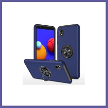 Nida Samsung Galaxy A01 Core Uyumlu Kılıf Elit Yüzüklü Kapak - Lacivert Nıda