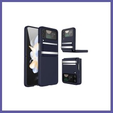 Nida Samsung Galaxy Z Flip 4 Kılıf Belt Flip Kapak - Lacivert Nıda
