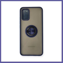 Nida Samsung Galaxy A02S Uyumlu Kılıf Montreal Yüzüklü Silikon Kapak - Lacivert Nıda